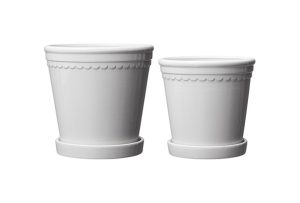 Astrid Pot w/saucer set/2 sizes White