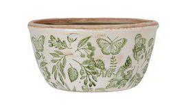 Melinda Ceramic Planter white/green